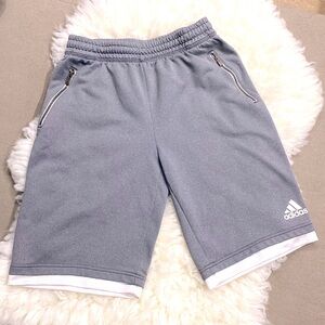 Adidas Gray Athletic Zipped Pocket Elastic Waist Shorts Boys Juniors Size XL !